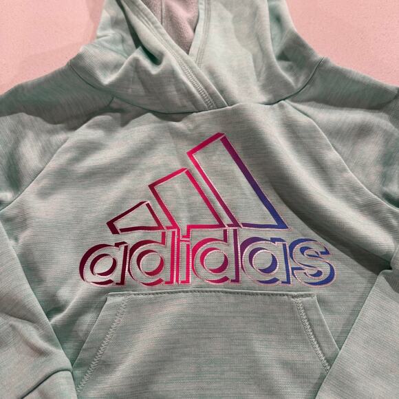 Adidas Toddler 2T Light Blue Hooded Sweatshirt - Picture 2 of 4